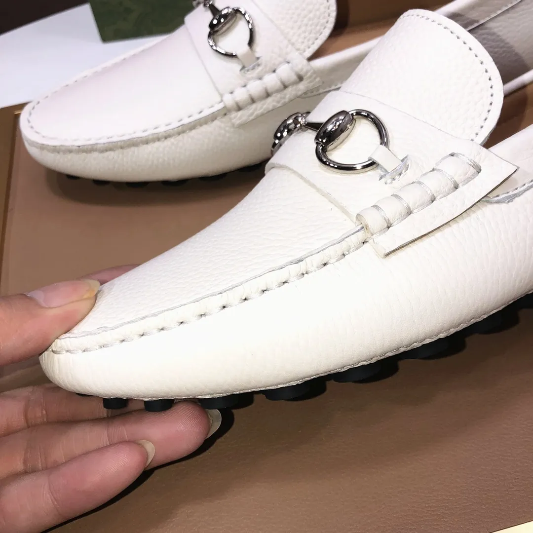 Men's Men's Shoes💰420💰[Gucci GUCCI] (High-end Niuli) New 🍀Gucci*-Gucci Peas Shoes! Made of imported original cowhide, the inner top layer is comfortable cowhide lining! Original wear-resistant rubber outsole! High quality products! Code number 38-44!